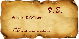 Vrbik Dénes névjegykártya